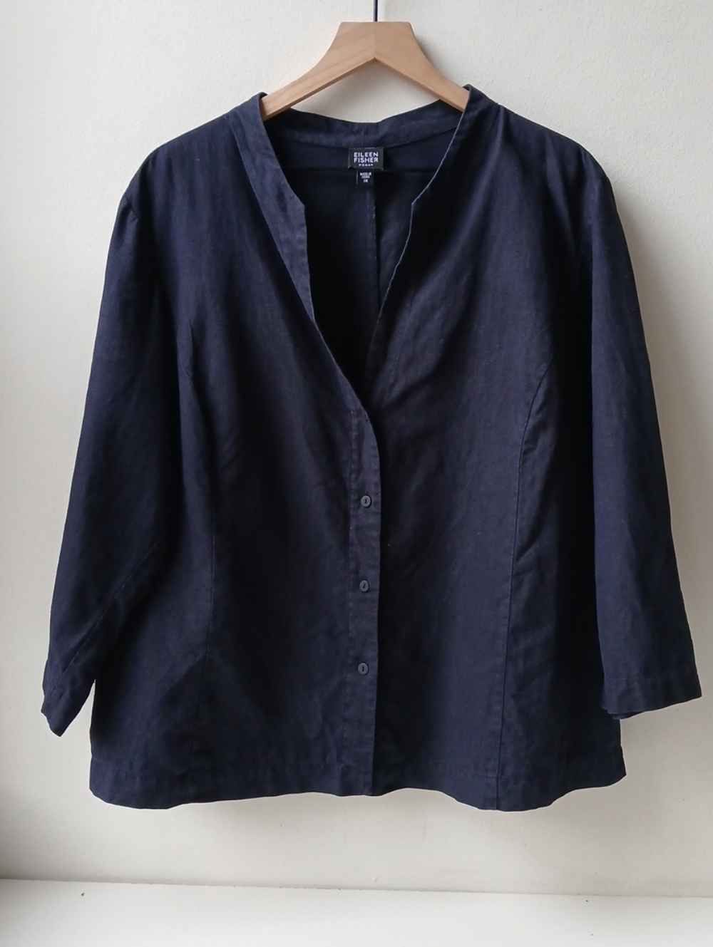 Eileen Fisher 100% Linen Lightweight Jacket Navy Blue Women's 1X